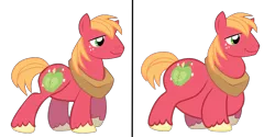 Size: 2000x1000 | Tagged: safe, artist:rhudafuckinrabbit, derpibooru import, edit, edited screencap, screencap, big mcintosh, earth pony, pony, before and after, bhm, bigger mcintosh, fat, fat edit, image, male, png, simple background, solo, stallion, transparent background, weight gain