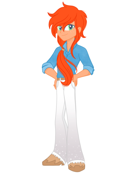 Size: 1280x1708 | Tagged: safe, artist:ocean-drop, derpibooru import, oc, oc:automne gold, equestria girls, hand on hip, image, male, offspring, parent:big macintosh, parent:marble pie, parents:marblemac, png, simple background, solo, transparent background