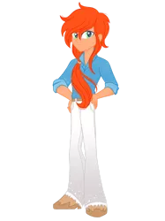 Size: 1280x1708 | Tagged: safe, artist:ocean-drop, derpibooru import, oc, oc:automne gold, equestria girls, hand on hip, image, male, offspring, parent:big macintosh, parent:marble pie, parents:marblemac, png, simple background, solo, transparent background