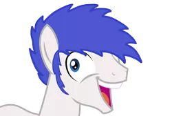 Size: 4410x2972 | Tagged: safe, artist:ragedox, derpibooru import, oc, oc:isaac pony, earth pony, pony, blue mane, caption, derp, earth pony oc, exploitable meme, i didn't listen, image, image macro, meme, old drawing, open mouth, png, retarded, simple background, smiling, text, transparent background, vector