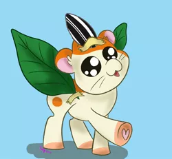 Size: 1300x1200 | Tagged: safe, artist:inkynotebook, derpibooru import, oc, ponified, unofficial characters only, pony, bust, commission, hamtaro, image, jpeg, raised hoof, simple background, smiling, solo, sunflower leaf, sunflower seeds, underhoof, ych result