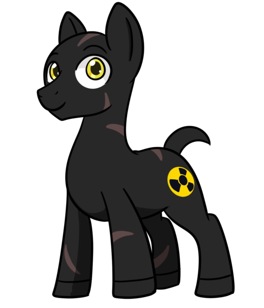 Size: 1200x1400 | Tagged: safe, artist:imposter dude, derpibooru import, oc, oc:night stalker, unofficial characters only, earth pony, pony, derpibooru community collaboration, 2021 community collab, earth pony oc, image, ionizing radiation warning symbol, male, png, simple background, solo, stallion, transparent background