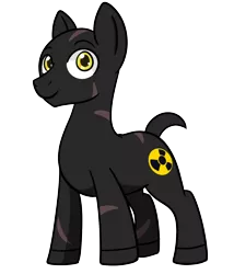 Size: 1200x1400 | Tagged: safe, artist:imposter dude, derpibooru import, oc, oc:night stalker, unofficial characters only, earth pony, pony, derpibooru community collaboration, 2021 community collab, earth pony oc, image, ionizing radiation warning symbol, male, png, simple background, solo, stallion, transparent background
