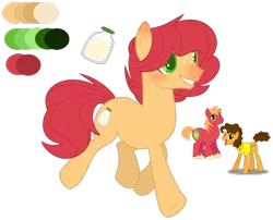 Size: 2724x2202 | Tagged: safe, artist:leanne264, derpibooru import, big macintosh, cheese sandwich, oc, earth pony, pony, base used, color palette, cutie mark, freckles, gay, image, mac n cheese, magical gay spawn, male, offspring, parent:big macintosh, parent:cheese sandwich, parents:mac n cheese, png, shipping, simple background, stallion, transparent background