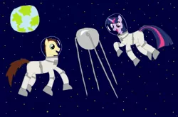 Size: 1280x846 | Tagged: safe, artist:red-brick-1, derpibooru import, twilight sparkle, oc, pony, unicorn, 1000 hours in ms paint, astronaut, earth, helmet, image, jpeg, ms paint, planet, spacesuit, sputnik, unicorn twilight