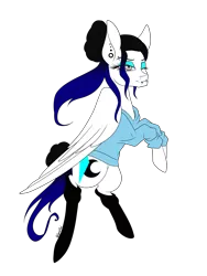 Size: 1200x1600 | Tagged: safe, artist:minelvi, derpibooru import, oc, unofficial characters only, pegasus, pony, clothes, ear piercing, earring, eyelashes, image, jewelry, makeup, pegasus oc, piercing, png, rearing, simple background, socks, solo, transparent background, wings