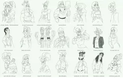 Size: 8999x5682 | Tagged: safe, artist:catstuxedo, derpibooru import, apple rose, auntie applesauce, braeburn, cherry jubilee, fancypants, filthy rich, flam, flash magnus, fleur-de-lis, flim, gladmane, goldie delicious, iron will, meadowbrook, mistmane, rockhoof, sheriff silverstar, somnambula, spoiled rich, star swirl the bearded, stygian, trouble shoes, human, flim flam brothers, horn, horned humanization, humanized, image, jpeg, monochrome, winged humanization, wings