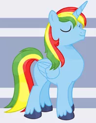 Size: 3017x3841 | Tagged: safe, artist:starglaxy, artist:thieeur-nawng, derpibooru import, oc, oc:shield wing, unofficial characters only, alicorn, pony, abstract background, alicorn oc, base used, eyes closed, horn, image, male, png, solo, stallion, unshorn fetlocks, wings