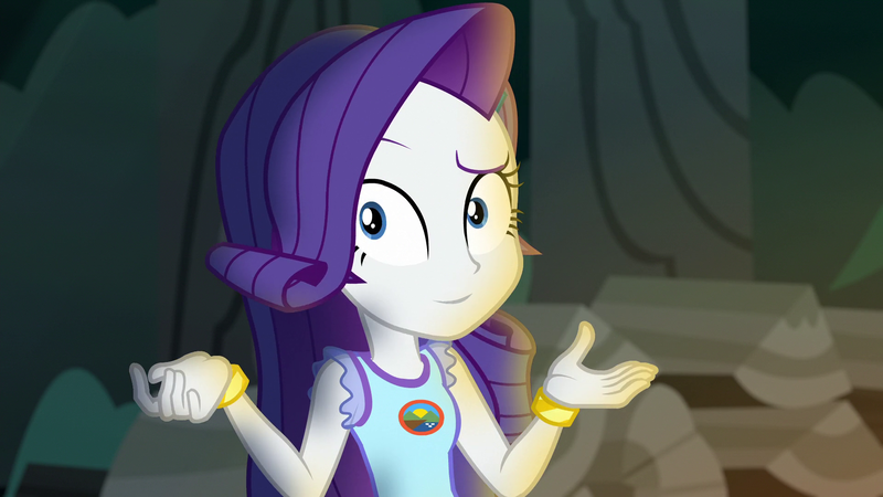 Size: 1920x1080 | Tagged: safe, derpibooru import, edit, edited screencap, editor:mycarhasamoustache, screencap, rarity, equestria girls, legend of everfree, camp everfree logo, camp everfree outfits, cropped, female, image, jewelry, png, smile edit, solo