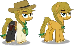 Size: 6543x4085 | Tagged: safe, artist:vector-brony, derpibooru import, ponified, earth pony, pony, bandana, bandolier, belt, braid, braided tail, bullet, clothes, cowboy, cowboy hat, cowgirl, crossover, female, freckles, gun, gun holster, handgun, hat, holster, image, mare, markings, pants, png, red dead redemption, red dead redemption 2, revolver, sadie adler, shirt, simple background, solo, stetson, transparent background, unamused, unshorn fetlocks, vector, weapon