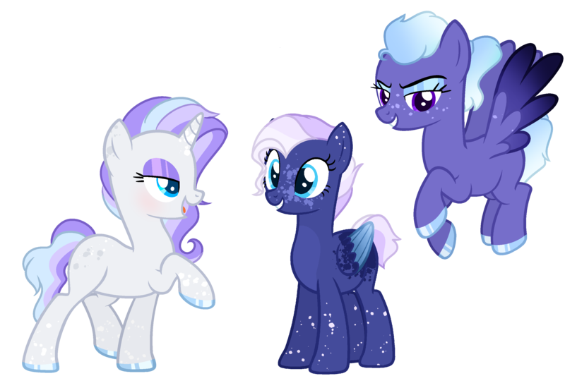 Size: 2868x1912 | Tagged: safe, artist:fcrestnymph, derpibooru import, oc, unofficial characters only, pegasus, pony, unicorn, female, image, magical lesbian spawn, mare, offspring, parent:night glider, parent:rarity, parents:rariglider, png, simple background, transparent background, two toned wings, wings