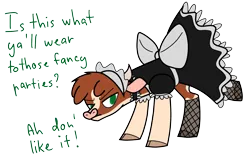 Size: 1951x1240 | Tagged: safe, artist:0xyr0, derpibooru import, arizona cow, cow, them's fightin' herds, accent, arizona cow is not amused, arizonadorable, clothes, cloven hooves, collar, community related, cute, dress, embarrassed, female, fishnets, image, maid, no pupils, png, simple background, solo, transparent background, unamused, y'all