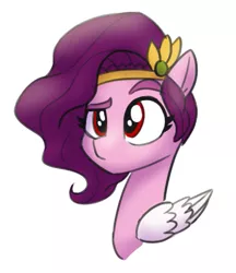 Size: 637x737 | Tagged: safe, artist:whitequartztheartist, derpibooru import, pipp petals, pegasus, pony, bust, confused, female, g5, image, mare, png, portrait, simple background, solo, white background