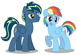 Size: 1280x920 | Tagged: safe, artist:aleximusprime, derpibooru import, rainbow dash, oc, oc:thunderhead, pegasus, pony, flurry heart's story, female, husband and wife, image, male, male and female, mare, married couple, older, png, shorter hair, stallion