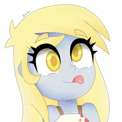 Size: 1536x1536 | Tagged: safe, artist:biocrine, derpibooru import, derpy hooves, equestria girls, :p, bust, colored pupils, cute, derpabetes, image, png, simple background, solo, tongue out, white background