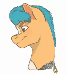 Size: 2088x2333 | Tagged: safe, artist:dustiistudios, derpibooru import, hitch trailblazer, earth pony, pony, bust, g5, high res, image, jpeg, male, portrait, simple background, smiling, solo, stallion, white background