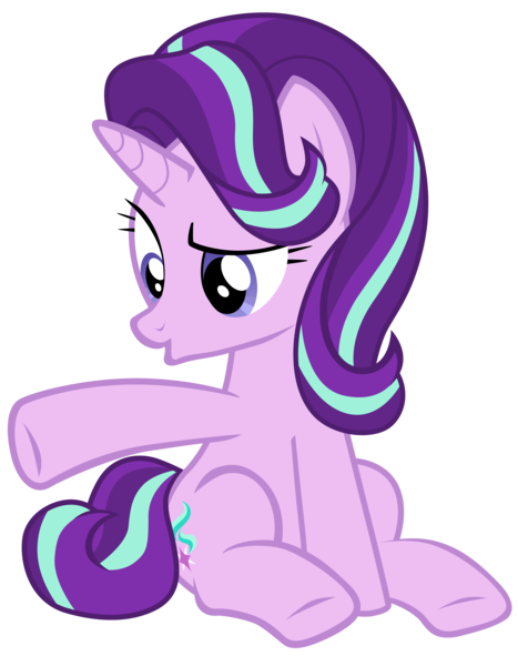 Size: 7000x9000 | Tagged: safe, artist:tardifice, derpibooru import, starlight glimmer, pony, unicorn, the times they are a changeling, absurd resolution, female, image, mare, open mouth, png, pointing, simple background, sitting, solo, transparent background, underhoof, vector