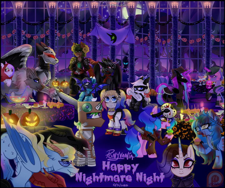 Size: 6000x5000 | Tagged: safe, artist:betavirus, artist:nekomellow, derpibooru import, pony, candle, clothes, costume, halloween, holiday, image, jack-o-lantern, nightmare night, png, ponyvania, pumpkin, spooky