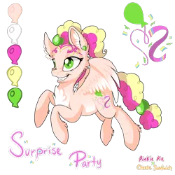 Size: 2048x2048 | Tagged: safe, artist:mychelle, derpibooru import, oc, oc:surprise party, unofficial characters only, pegasus, pony, female, image, mare, offspring, parent:cheese sandwich, parent:pinkie pie, parents:cheesepie, png, simple background, solo, transparent background