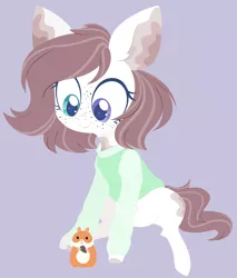 Size: 4000x4695 | Tagged: safe, artist:belka-sempai, derpibooru import, oc, unofficial characters only, earth pony, hamster, pony, clothes, earth pony oc, happy, image, pet, pet play, png, simple background, solo