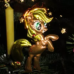 Size: 2382x2382 | Tagged: safe, artist:malte279, derpibooru import, applejack, christmas, christmas lights, christmas tree, craft, hearth's warming eve, holiday, image, jpeg, metal foil, relief, tree