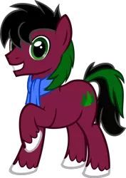 Size: 1416x2000 | Tagged: safe, artist:stellardust, derpibooru import, oc, oc:red cedar, unofficial characters only, earth pony, pony, derpibooru community collaboration, 2021 community collab, clothes, derpibooru exclusive, image, male, png, scarf, simple background, smiling, solo, stallion, standing, transparent background