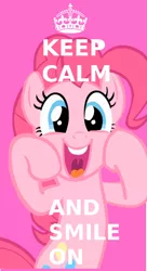 Size: 308x565 | Tagged: artist needed, source needed, safe, derpibooru import, pinkie pie, earth pony, pony, crown, image, jewelry, keep calm and carry on, png, regalia, solo