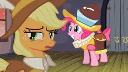 Size: 1920x1080 | Tagged: safe, derpibooru import, screencap, applejack, chancellor puddinghead, pinkie pie, smart cookie, earth pony, pony, hearth's warming eve (episode), female, image, mare, png