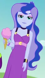 Size: 349x606 | Tagged: safe, derpibooru import, screencap, princess luna, equestria girls, equestria girls series, the road less scheduled, the road less scheduled: celestia, spoiler:eqg series (season 2), cropped, food, ice cream, image, looking at you, png, sleeveless, vice principal luna