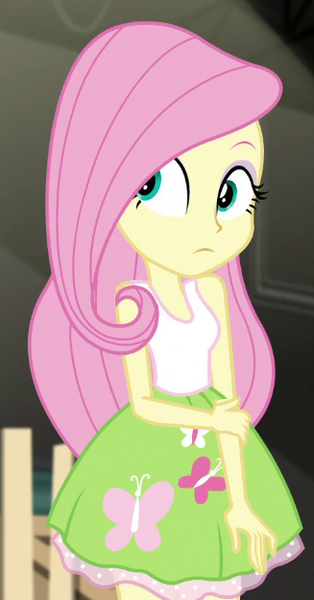 Size: 327x624 | Tagged: safe, derpibooru import, screencap, fluttershy, equestria girls, movie magic, spoiler:eqg specials, cropped, cute, image, png, shyabetes, sleeveless, solo