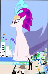 Size: 1280x1968 | Tagged: safe, artist:oceanrailroader, derpibooru import, queen novo, human, seapony (g4), walrus, my little pony: the movie, bashing, female, giantess, image, macro, png