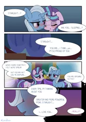 Size: 3035x4299 | Tagged: safe, artist:lexiedraw, derpibooru import, starlight glimmer, trixie, pony, unicorn, blushing, comic, dialogue, drunk, drunker glimmer, female, high res, image, lesbian, looking at each other, mare, png, shipping, startrix