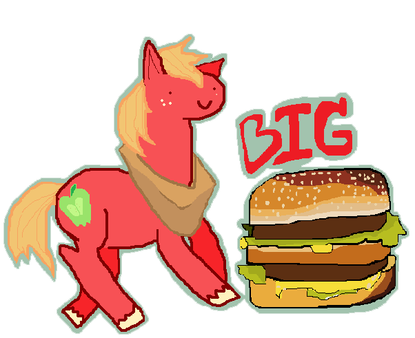 Size: 602x491 | Tagged: safe, artist:seniorpony, derpibooru import, big macintosh, earth pony, big mac (burger), burger, food, hamburger, image, male, mcdonald's, namesake, png, pun, solo, visual pun