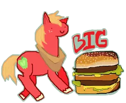 Size: 602x491 | Tagged: safe, artist:seniorpony, derpibooru import, big macintosh, earth pony, big mac (burger), burger, food, hamburger, image, male, mcdonald's, namesake, png, pun, solo, visual pun