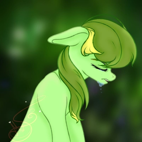 Size: 800x800 | Tagged: safe, artist:nel_liddell, derpibooru import, oc, unofficial characters only, earth pony, pony, bust, crying, earth pony oc, eyes closed, image, jpeg, signature, solo