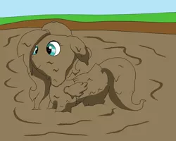 Size: 2000x1600 | Tagged: safe, artist:amateur-draw, derpibooru import, fluttershy, pegasus, pony, 90s grunge fluttershy, baseball cap, cap, clothes, covered in mud, female, hat, image, mare, messy, mud, mud bath, muddy, png, simple background, skirt, solo
