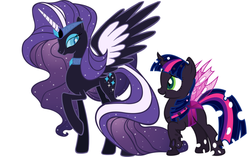 Size: 1500x942 | Tagged: safe, derpibooru import, edit, idw, vector edit, nightmare rarity, rarity, twilight sparkle, alicorn, changeling, alicornified, alternate design, changelingified, female, image, lesbian, nightmare raricorn, nightmare rarilight, png, purple changeling, race swap, rarilight, shipping, simple background, species swap, spread wings, transparent background, vector, wings