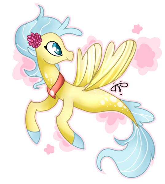 Size: 700x782 | Tagged: safe, artist:gallantserver, derpibooru import, princess skystar, seapony (g4), my little pony: the movie, blue eyes, dorsal fin, female, fins, fin wings, fish tail, flower, flower in hair, flowing mane, flowing tail, image, jewelry, necklace, pearl, pearl necklace, png, signature, simple background, smiling, solo, tail, transparent background, wings