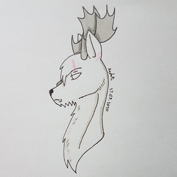 Size: 2301x2301 | Tagged: safe, artist:agdapl, derpibooru import, moose, antlers, bust, chest fluff, crossover, eye scar, image, jpeg, male, scar, signature, soldier, solo, species swap, team fortress 2, traditional art