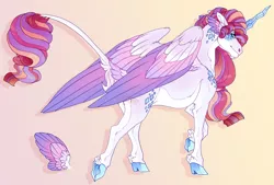 Size: 2000x1354 | Tagged: safe, artist:seffiron, derpibooru import, oc, oc:crystalline heart, alicorn, pony, colored wings, female, image, mare, multicolored wings, parents:raridance, png, solo, wings