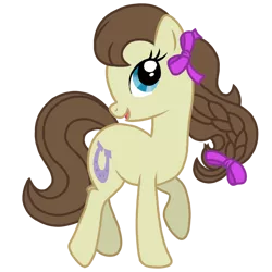 Size: 768x768 | Tagged: source needed, safe, artist:canterlotgirl, derpibooru import, heidi hay, earth pony, pony, bow, braided pigtails, cutie mark, female, horseshoes, image, mare, older, older heidi hay, png, raised hoof, raised hooves, simple background, transparent background, vector