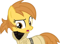 Size: 958x704 | Tagged: safe, artist:kingbases, artist:pegasski, derpibooru import, oc, unofficial characters only, earth pony, pony, fallout equestria, base used, clothes, earth pony oc, enclave, eyelashes, female, image, mare, open mouth, png, simple background, solo, transparent background