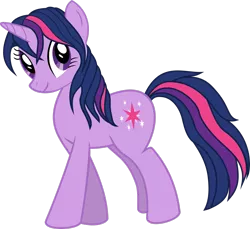 Size: 2557x2345 | Tagged: safe, artist:dash-o-salt, derpibooru import, twilight sparkle, unicorn, alternate hairstyle, image, looking at you, loose hair, mane down, png, simple background, smiling, smiling at you, solo, transparent background, unicorn twilight