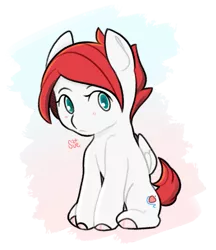 Size: 971x1126 | Tagged: safe, artist:sugarelement, derpibooru import, oc, oc:red cherry, pegasus, blushing, cute, image, looking at you, ocbetes, png, simple background, sitting, solo, transparent background