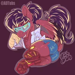 Size: 3000x3000 | Tagged: safe, artist:bagelbytes, derpibooru import, oc, oc:oxide, unofficial characters only, cyborg, hippogriff, clothes, cyberpunk, hippogriff oc, image, png, prosthetics, shorts, solo