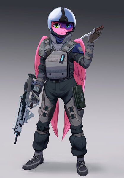 Size: 2856x4096 | Tagged: safe, artist:mrscroup, derpibooru import, oc, unofficial characters only, anthro, pegasus, plantigrade anthro, gun, image, jpeg, knife, solo, weapon