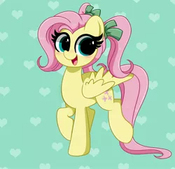 Size: 4042x3900 | Tagged: safe, artist:kittyrosie, derpibooru import, fluttershy, pegasus, pony, alternate hairstyle, blushing, cute, daaaaaaaaaaaw, female, happy, image, jpeg, mare, open mouth, pigtails, shyabetes, solo, twintails, weapons-grade cute