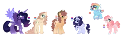 Size: 4096x1203 | Tagged: safe, artist:softiesuns, derpibooru import, applejack, fluttershy, pinkie pie, rainbow dash, rarity, twilight sparkle, alicorn, earth pony, pegasus, pony, unicorn, alternate design, base used, bisexual pride flag, demisexual pride flag, genderfluid pride flag, image, lesbian pride flag, mane six, pansexual pride flag, png, pride, pride flag, simple background, transgender pride flag, white background