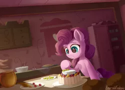 Size: 2500x1800 | Tagged: safe, artist:emeraldgalaxy, derpibooru import, pinkie pie, earth pony, pony, baking, cake, food, image, png, solo