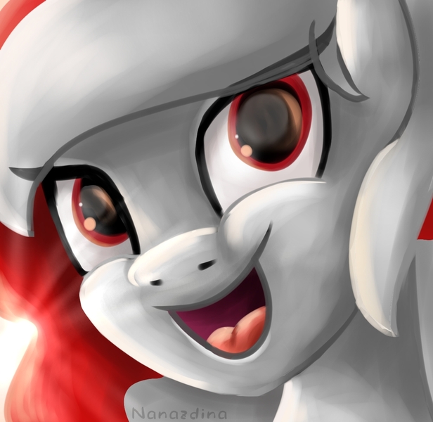 Size: 1138x1109 | Tagged: safe, artist:nanazdina, derpibooru import, oc, oc:indonisty, ponified, alicorn, pony, cataracts, female, flag, glasgow smile, head, ibispaint x, image, indonesia, jpeg, nation ponies, nusaponycon, open mouth, red eyes, shading, simple background, smiling